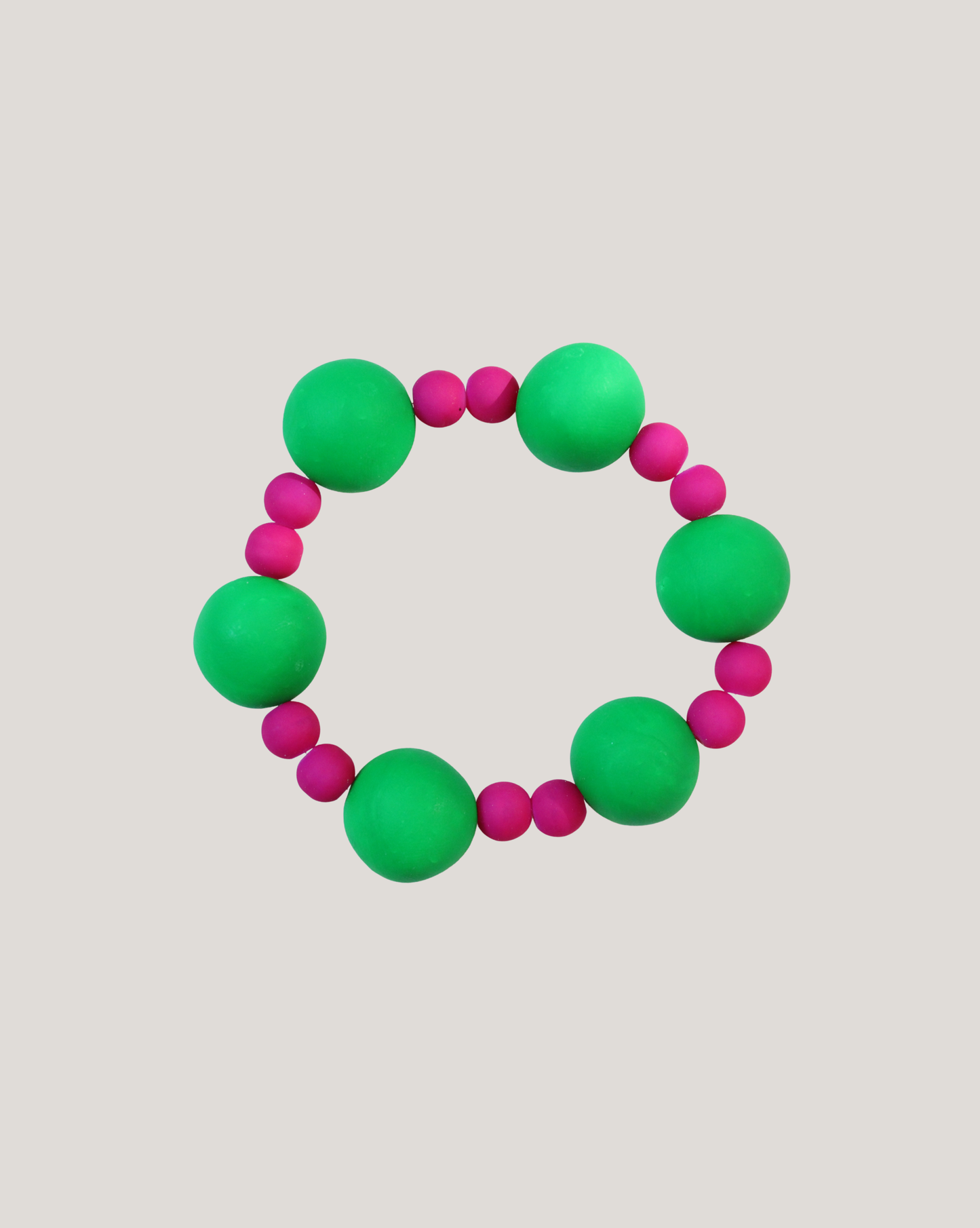 PULSERA PELOTAS VERDE Y FUCSIA