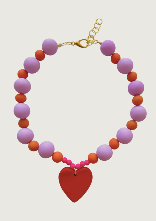 COLLAR PELOTAS NARANJO LILA BRUNA