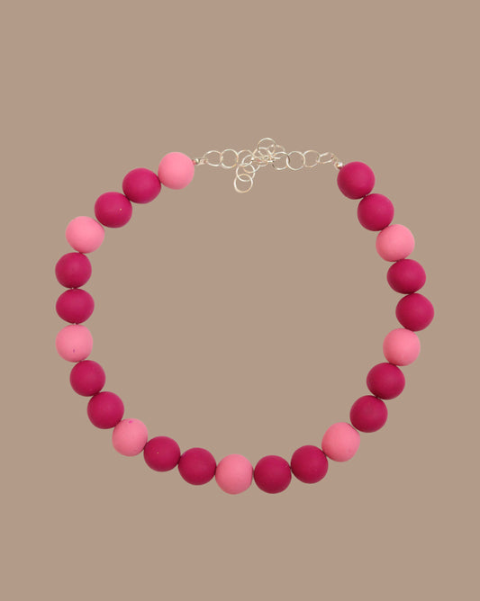 COLLAR PELOTAS FUCSIA ROSADO BICOLOR