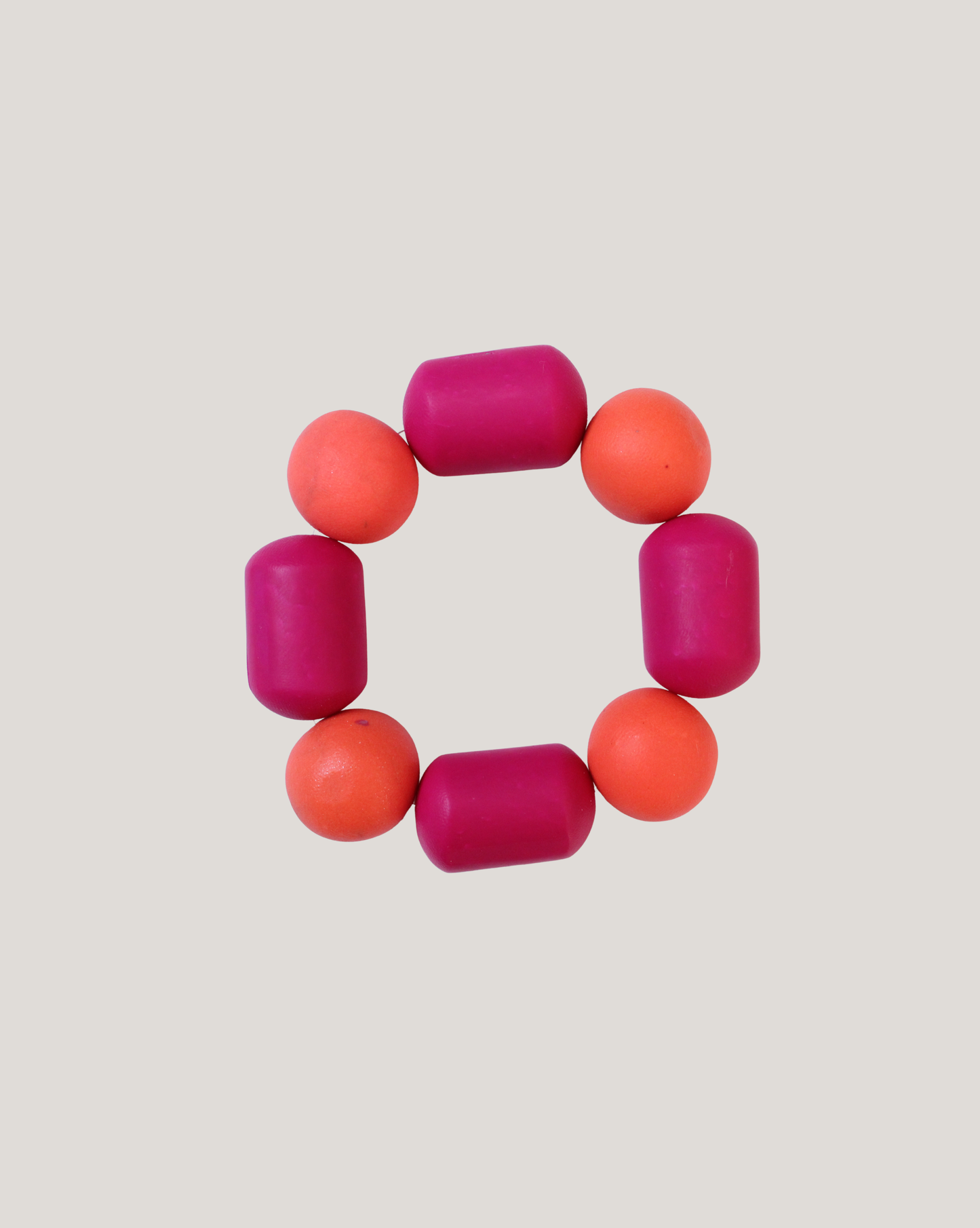 PULSERA ESFERAS Y TUBOS FUCSIA NARANJO