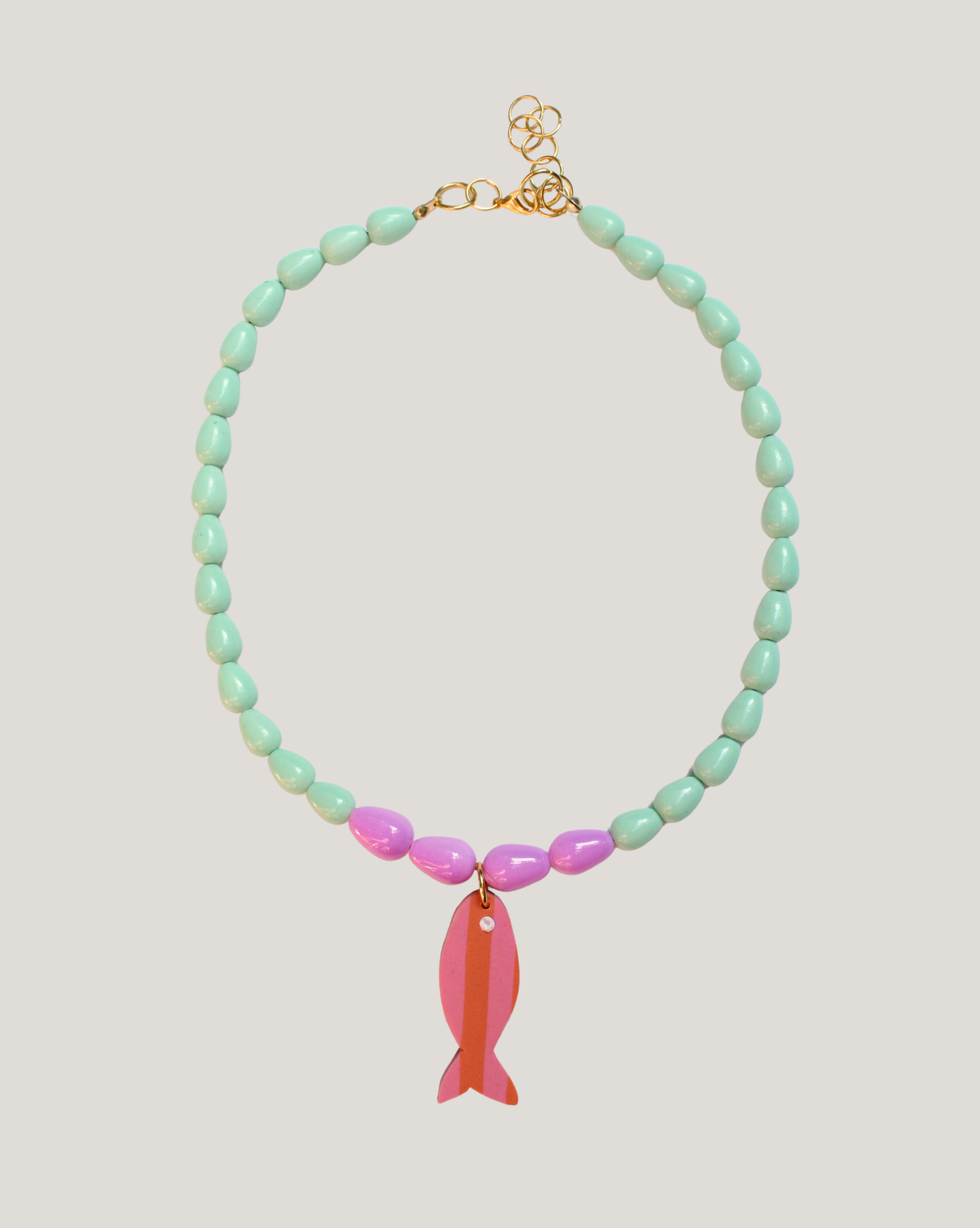 COLLAR PEZ RAYAS NARANJO ROSADO LILA MENTA