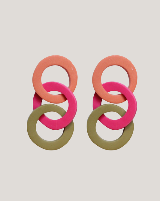 AROS NARANJO FUCSIA VERDE ANILLOS