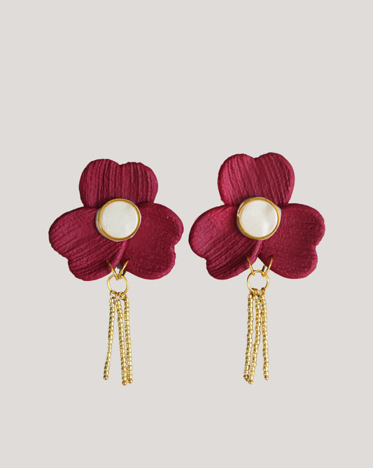 AROS FLOR AMAPOLA BURDEO DORADO