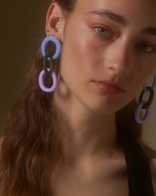 AROS CELESTE VERDE LILA ANILLOS