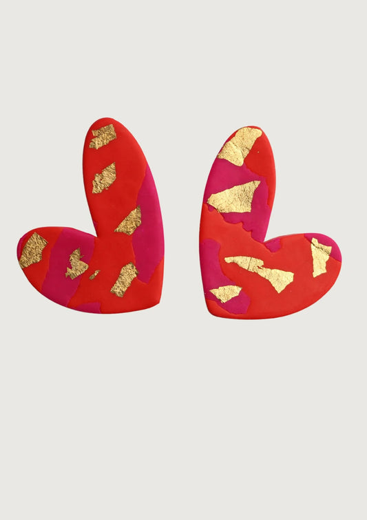 AROS CORAZON ROJO FUCSIA AMOR