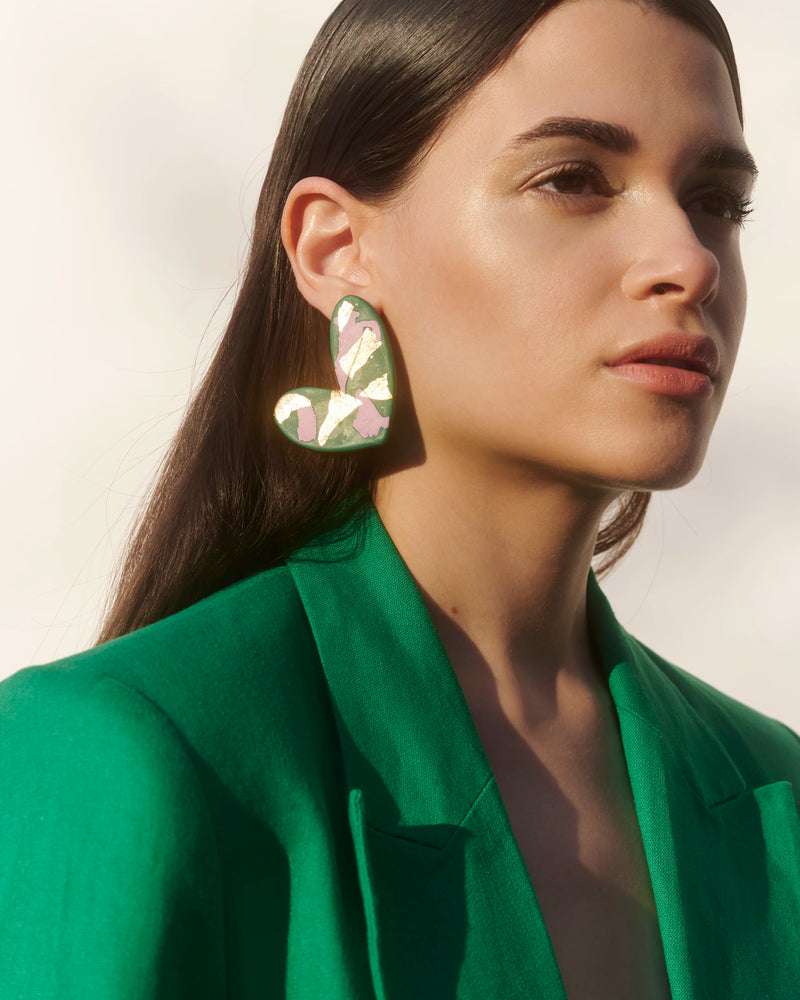 AROS CORAZÓN VERDE MORADO AMOR