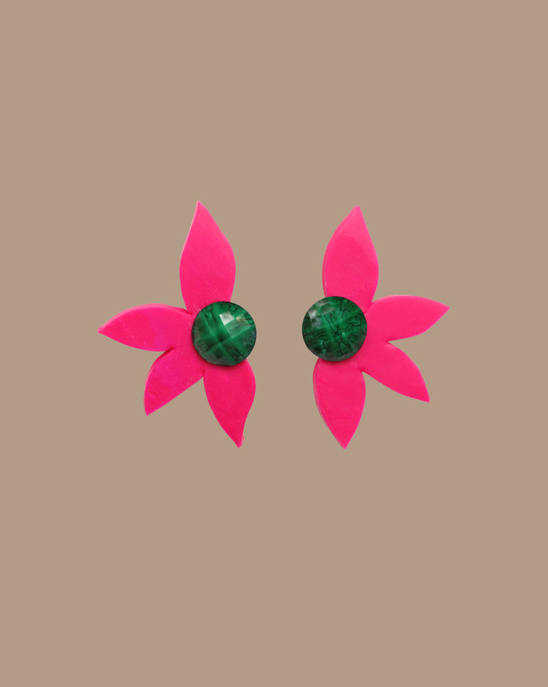 AROS MEDIA FLOR FUCSIA VERDE GERANIO