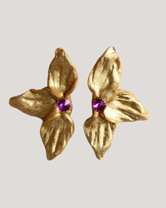 AROS FLOR DALIA DORADO MORADO