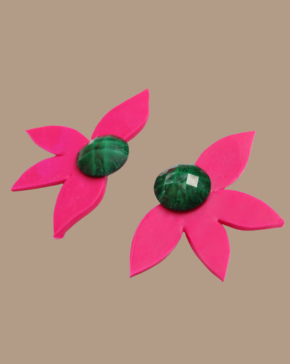 AROS MEDIA FLOR FUCSIA VERDE GERANIO