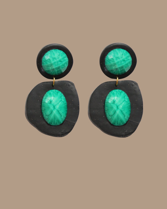 AROS NEGRO TURQUESA IRREGULAES CHLOÉ
