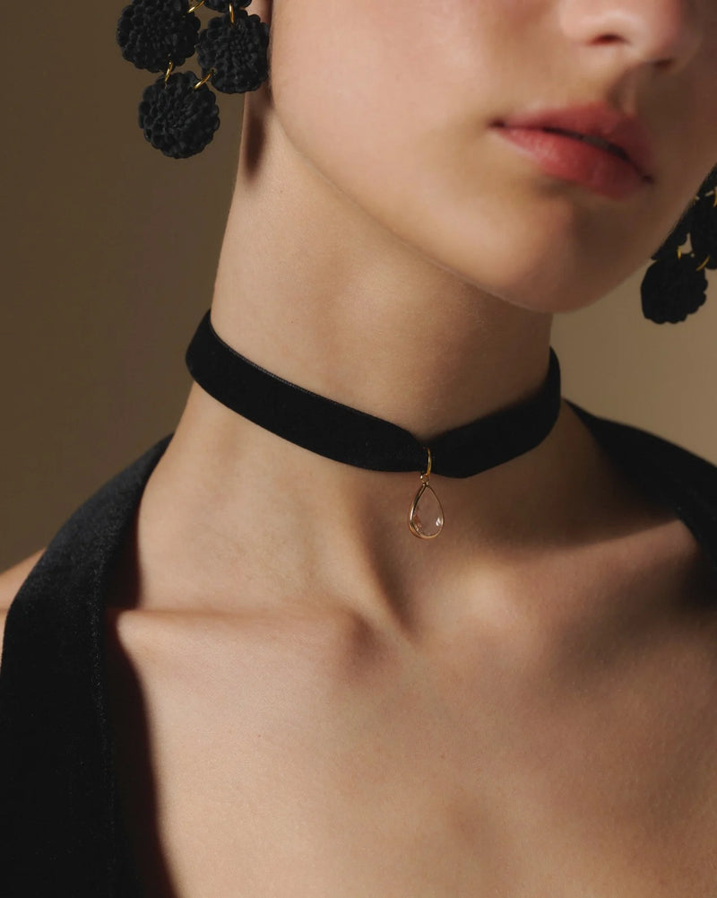 CHOKERS NEGRO PIEDRA TRASPARENTE