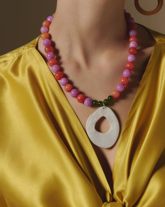 COLLAR LILA NARANJO VERDE PERLA MARGOT