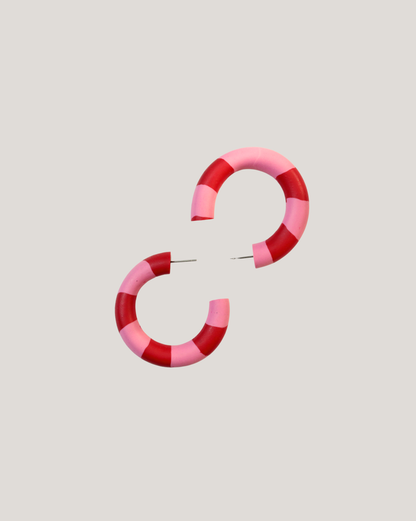 AROS ARGOLLAS RAYAS ROSADO ROJO