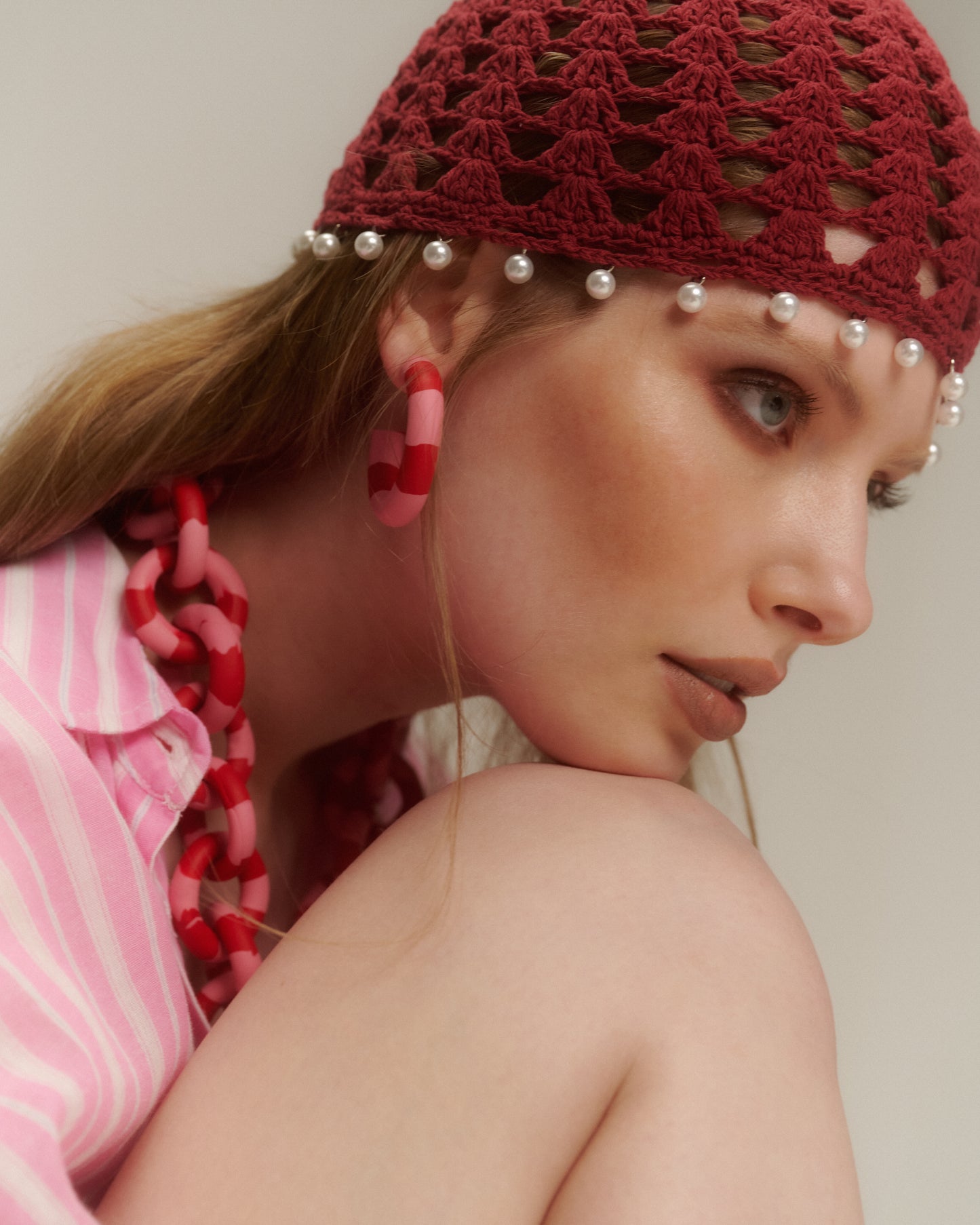 COLLAR ESLABÓN ROSADO ROJO