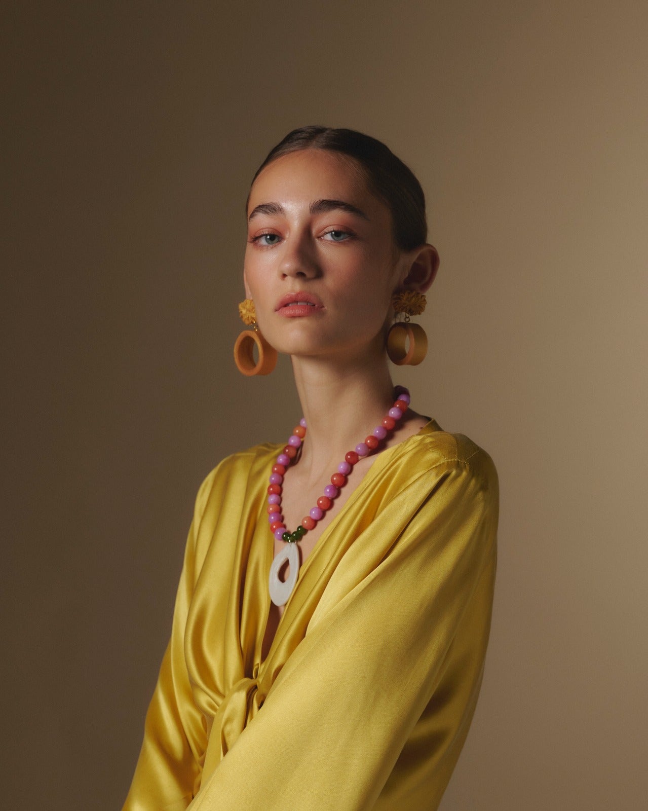 AROS CLAVEL + COLLAR MARGOT LILA NARANJO